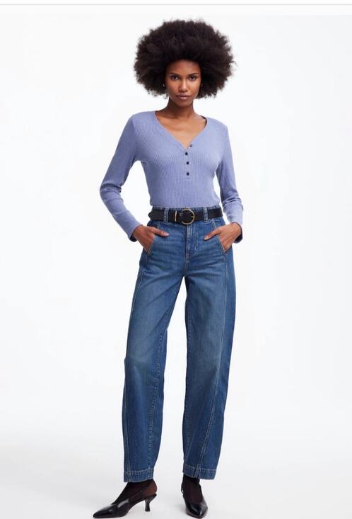 Madewell Denim - NWT Madewell High Rise Tapered Denim Trousers Blue Size 27 Relaxed Jeans